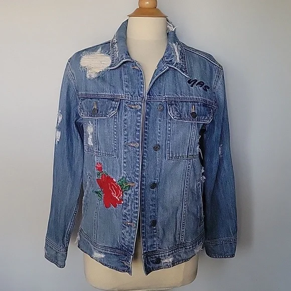 Hidden Jeans Embroidered Oversized Jean Jacket SZ XS - Picture 2 of 10
